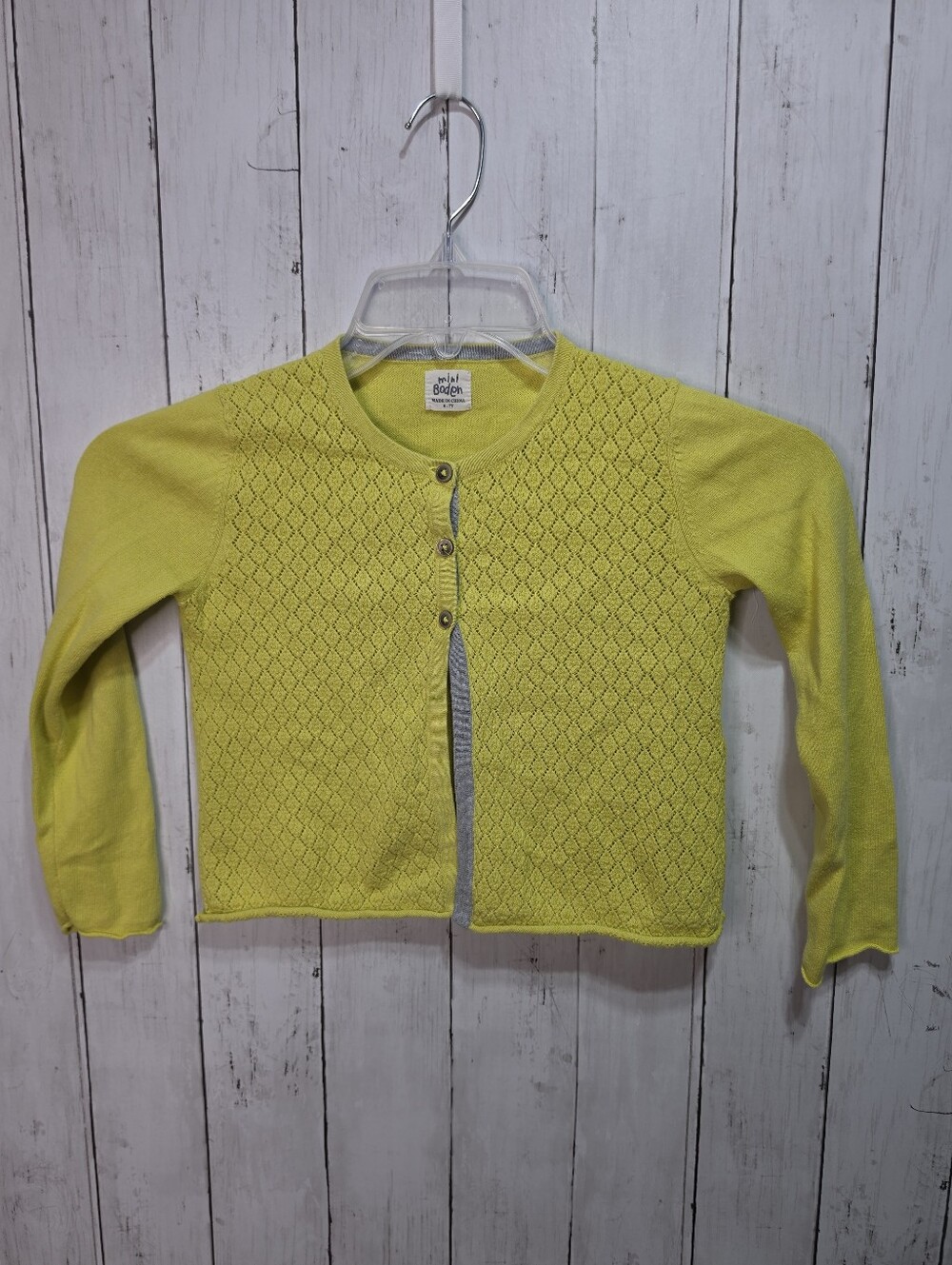 Mini Boden Textured Cashmere Blend Long Sleeve Cardigan Sweater Size 6-7 Years.